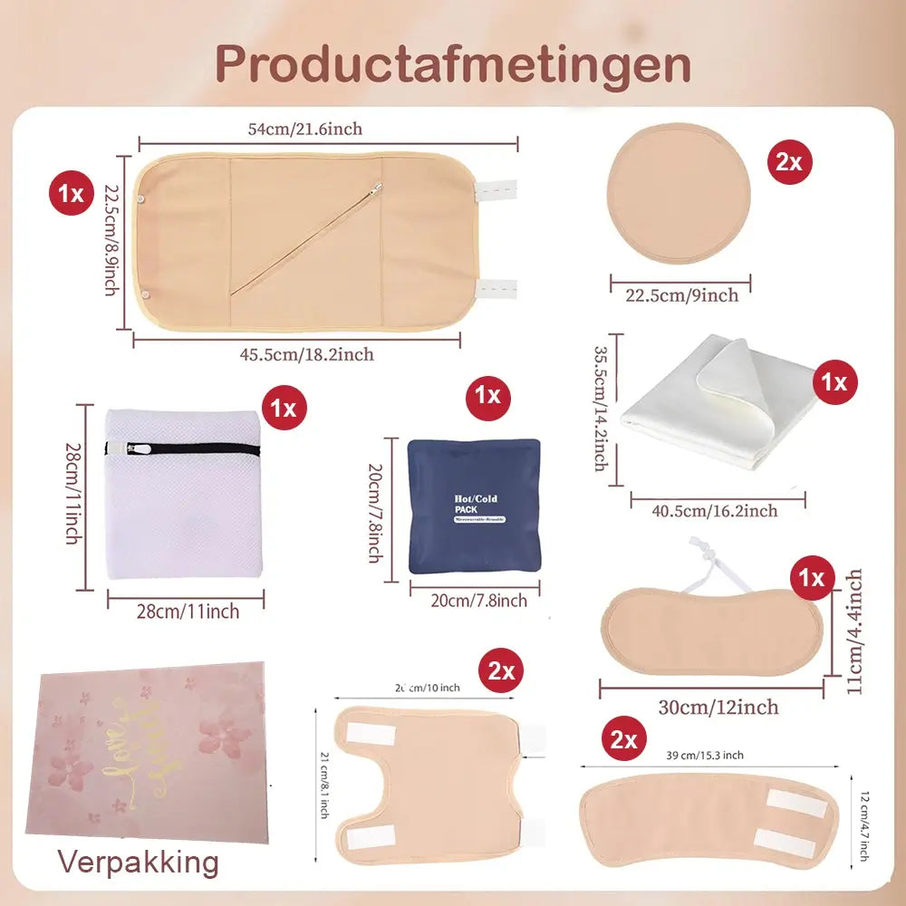 Castor Olie Pack Set Compleet – 12-Delig – 100% Biologisch Katoen – Voor Buik, Nek, Borsten, Knieën, Armen, Benen & Voeten