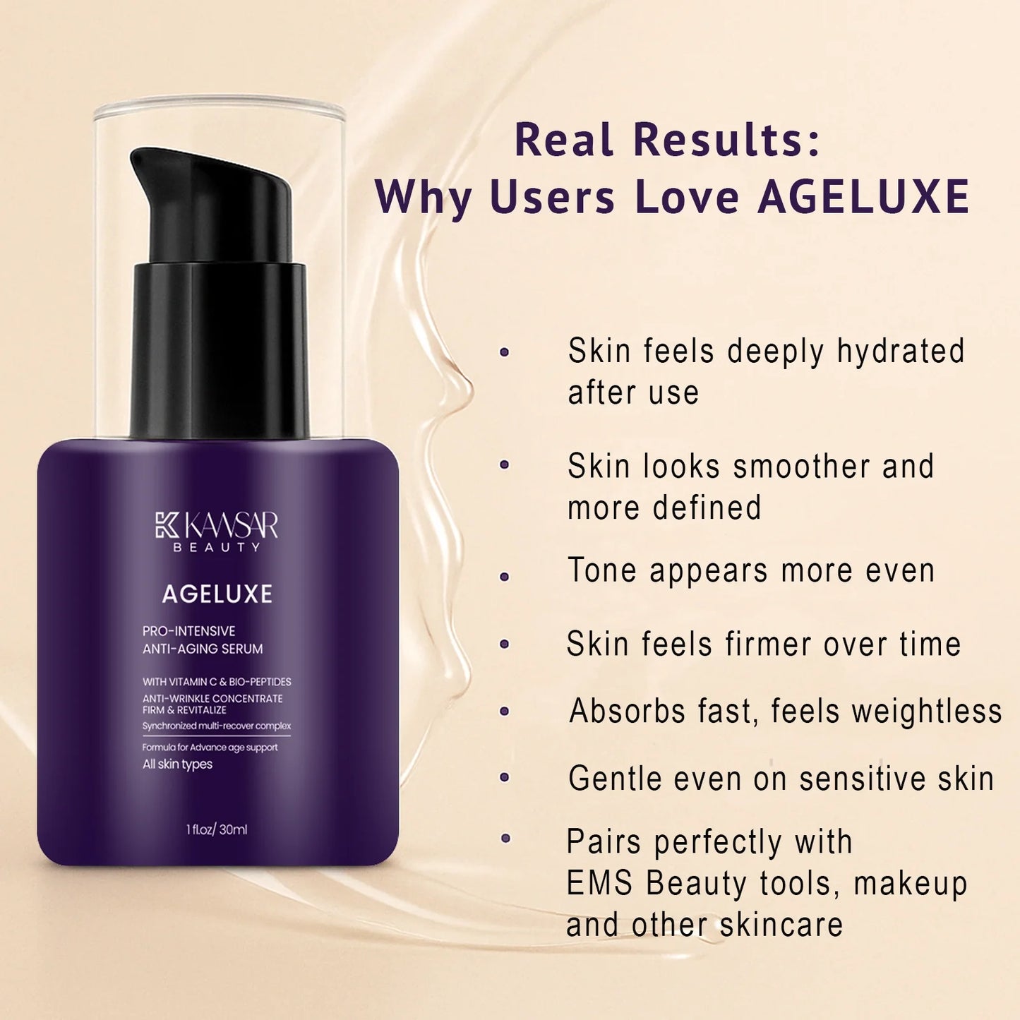 Ageluxe Anti Aging Serum – Vitamine C, Niacinamide & Bio Peptiden voor Stevigheid & Glow