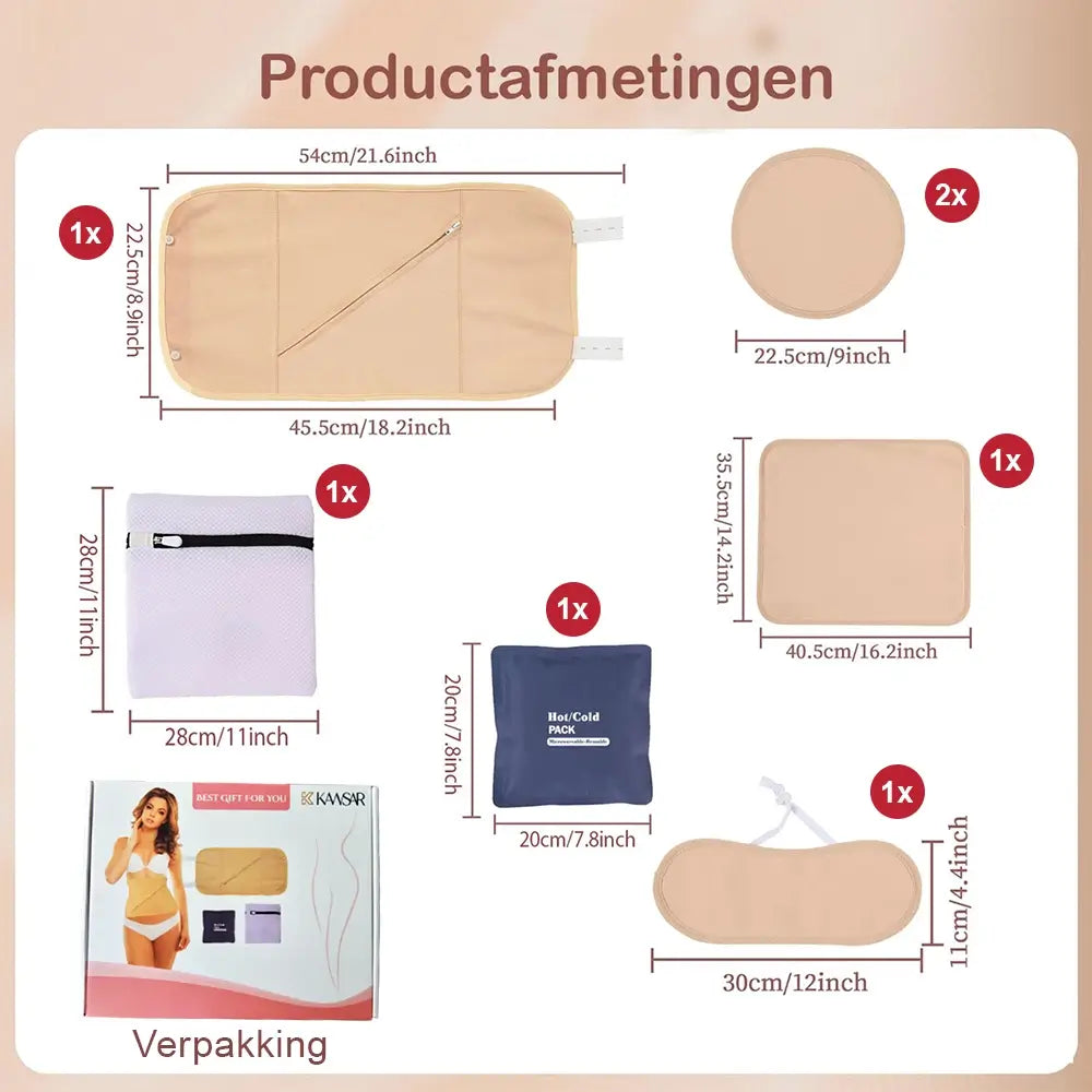 Castor Olie Pack Set – 8-Delig – 100% Biologisch Katoen – Voor Buik, Nek, Borsten, Benen & Armen