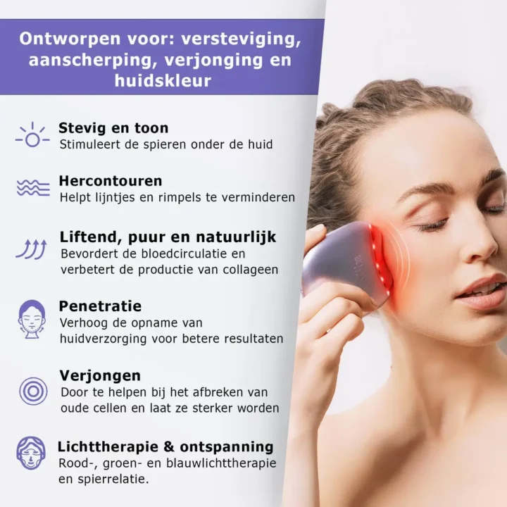 Premium EMS Gua Sha | Huidverzorgings & Beauty tool met Lichttherapie - Afbeelding 3
