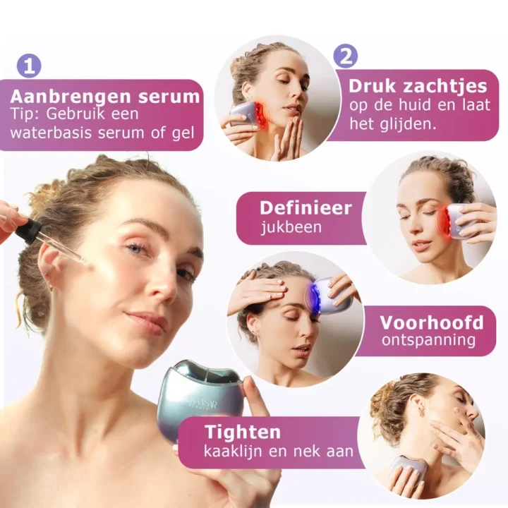 Premium EMS Gua Sha | Huidverzorgings & Beauty tool met Lichttherapie - Afbeelding 2