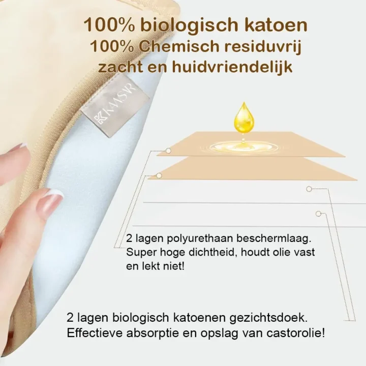Castor Olie Pack Set – 8-Delig – 100% Biologisch Katoen – Voor Buik, Nek, Borsten, Benen & Armen - Afbeelding 8